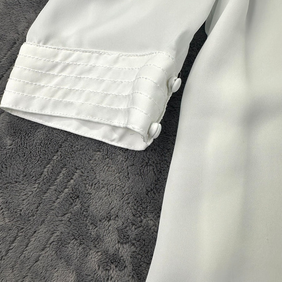 Current Air LA Gorgeous White pleated Blouse with balloon Short Sleeve Sz Large - Picture 11 of 13